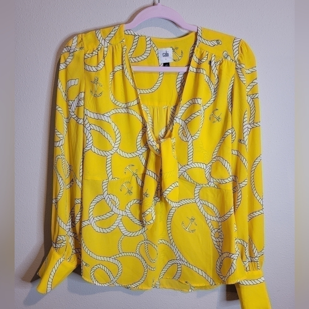 CAbi Yellow Reef Knot Nautical Blouse size small NWOT‎ - Picture 6 of 9